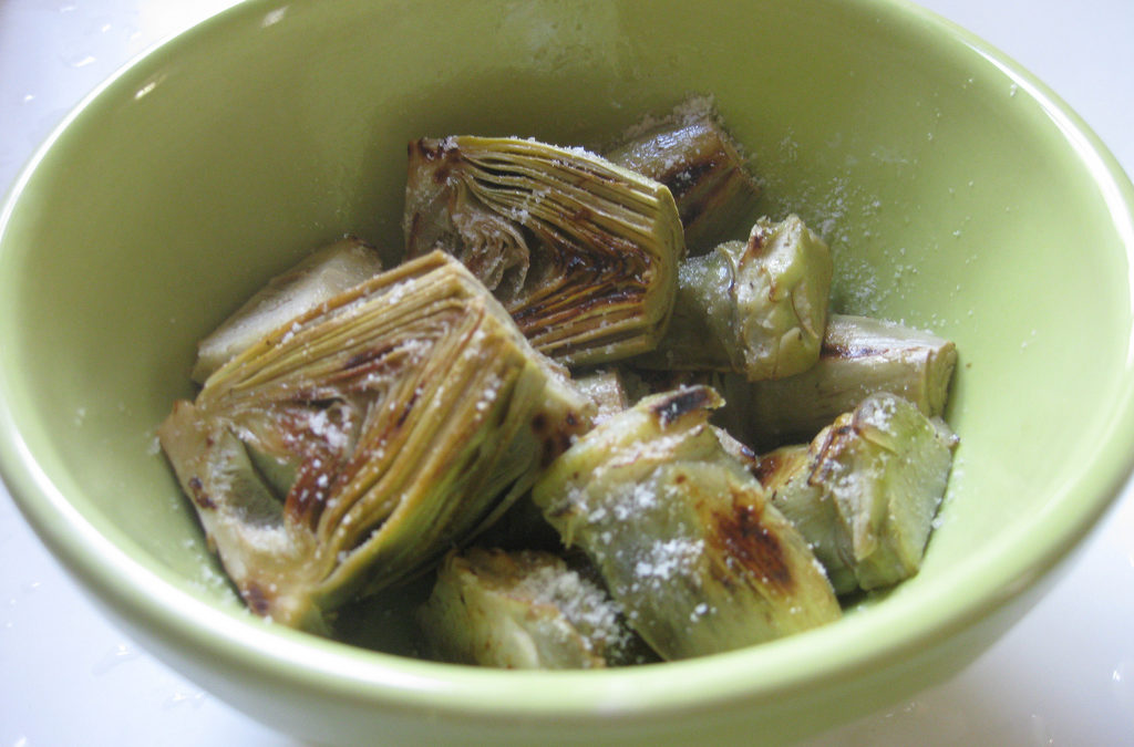 PAN ROASTED BABY ARTICHOKES WITH THYME AND PARMESAN